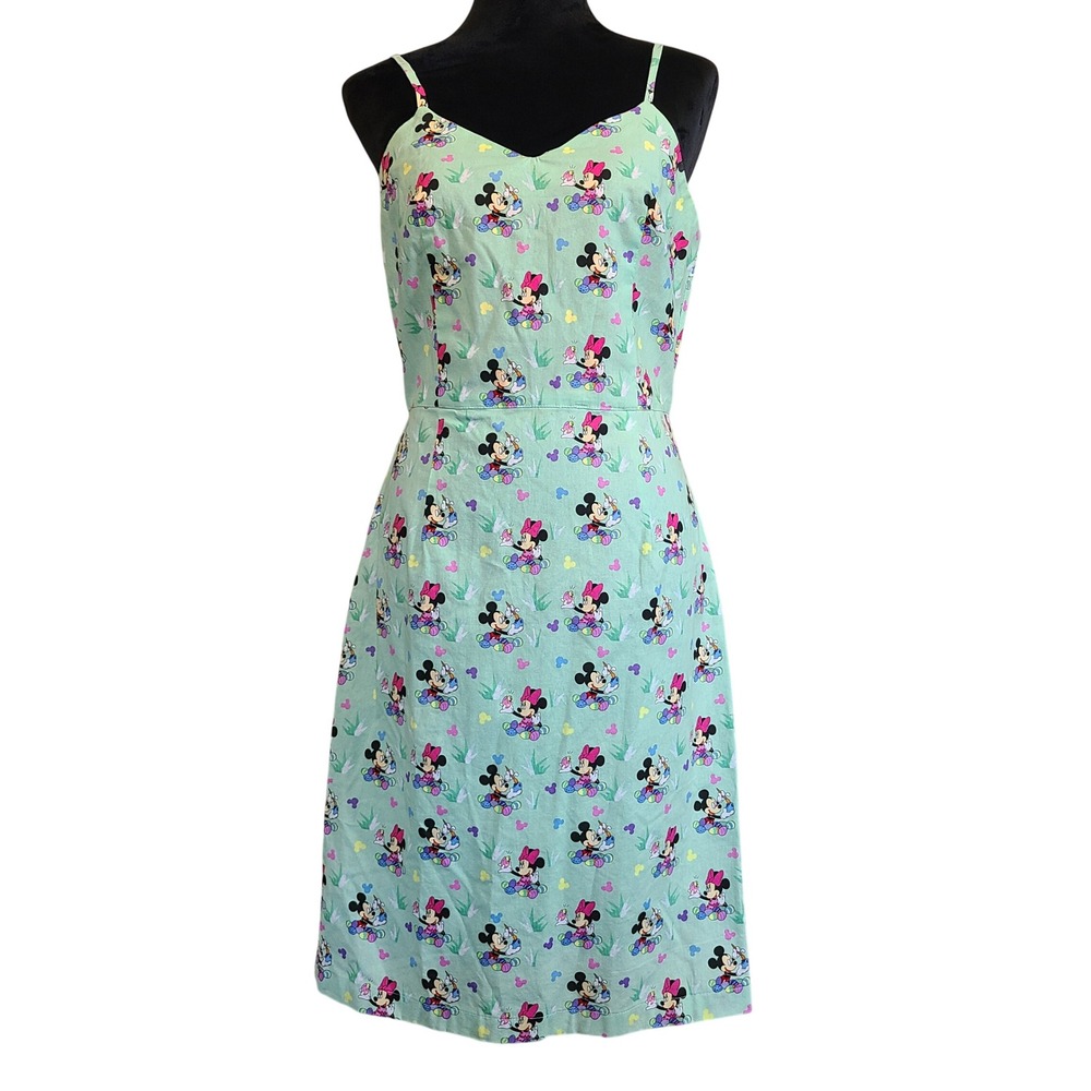 Handmade Disney Mickey Minnie Easter Print Cami Dress Womens S Green Vacation‎